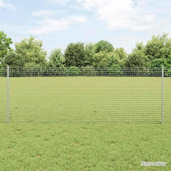 Cl�ture en Fil Soud� avec 22 Piquets U Argent 0,8x50 m Acier