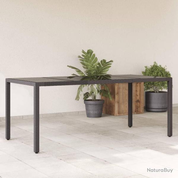 Table de jardin dessus en verre Noir 190x90x75cm R�sine tress�e