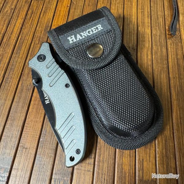 COUTEAU PLIANT � OUVERTURE ASSIST�E HANGER NEUF AVEC CLIP CEINTURE INT�GR�E ET �TUI DE CEINTURE