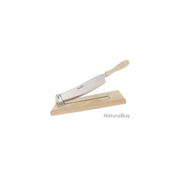 Couteau  pain Roger Orfevre sur socle dcor pi de bl, lame 25 cm inox.