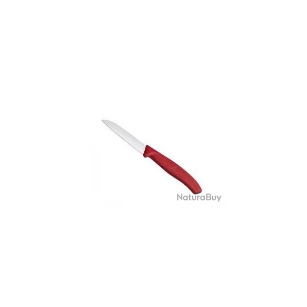 Couteau office Victorinox lame 8 cm inox pointe rabattue, manche rouge (boite de 20)