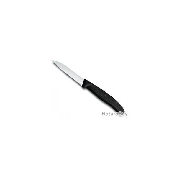 Couteau office Victorinox lame 8 cm crante inox pointe rabattue, manche noir (boite de 20)