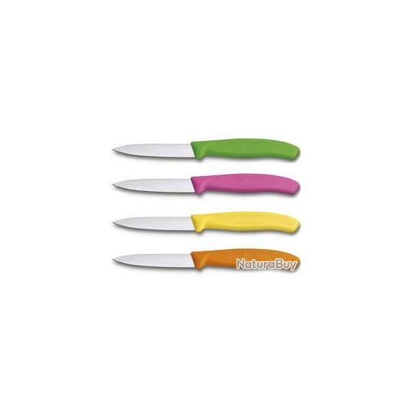 Bote de 20 couteaux office Victorinox lame 8 cm inox, pointe milieu, manche polypropylne assortis