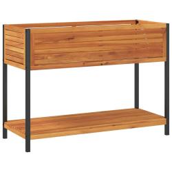 Jardini&egrave;re bac lit sur&eacute;lev&eacute; plantes fleurs terrasse jardin et &eacute;tag&egrave;re 110 x 45 x 80cm bois massif d