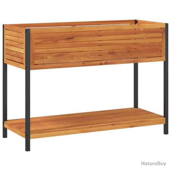 Jardini�re bac lit sur�lev� plantes fleurs terrasse jardin et �tag�re 110 x 45 x 80cm bois massif d