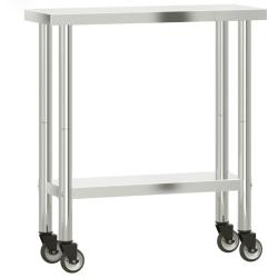 Table de travail de cuisine professionnelle avec roues 82,5 x 30 x 85 cm acier inoxydable 02_0045416