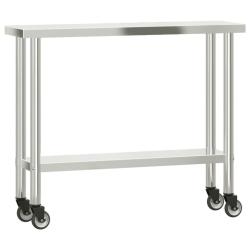 Table de travail de cuisine professionnelle avec roues 110 x 30 x 85 cm acier inoxydable 02_0045413