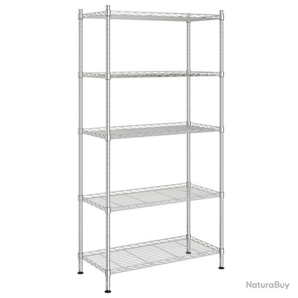 �tag�re de rangement 5 niveaux 90 x 35 x 180 cm Chrome 250 kg Argent 02_0045695