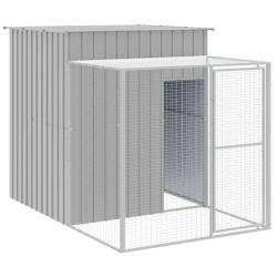 Poulailler enclos cage poules avec cour clair 165 x 251 x 181 cm acier galvanis&eacute; gris 02_0043964