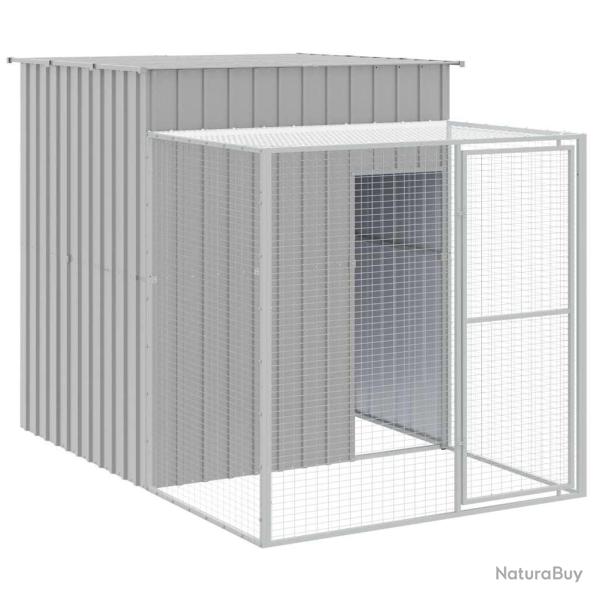 Poulailler enclos cage poules avec cour clair 165 x 251 x 181 cm acier galvanis� gris 02_0043964