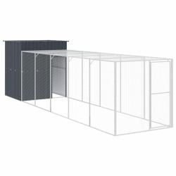 Poulailler enclos cage poules avec cour 165 x 659 x 181 cm acier galvanis&eacute; anthracite 02_0043954