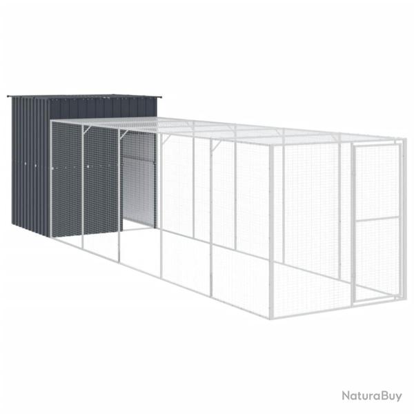 Poulailler enclos cage poules avec cour 165 x 659 x 181 cm acier galvanis� anthracite 02_0043954