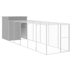 Poulailler enclos cage poules avec cour clair 165 x 659 x 181 cm acier galvanis&eacute; gris 02_0043966