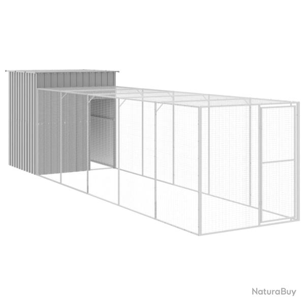 Poulailler enclos cage poules avec cour clair 165 x 659 x 181 cm acier galvanis� gris 02_0043966