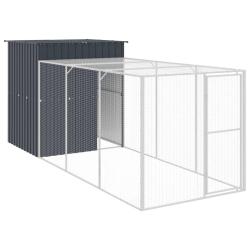 Poulailler enclos cage poules avec cour 165 x 455 x 181 cm acier galvanis&eacute; anthracite 02_0043953