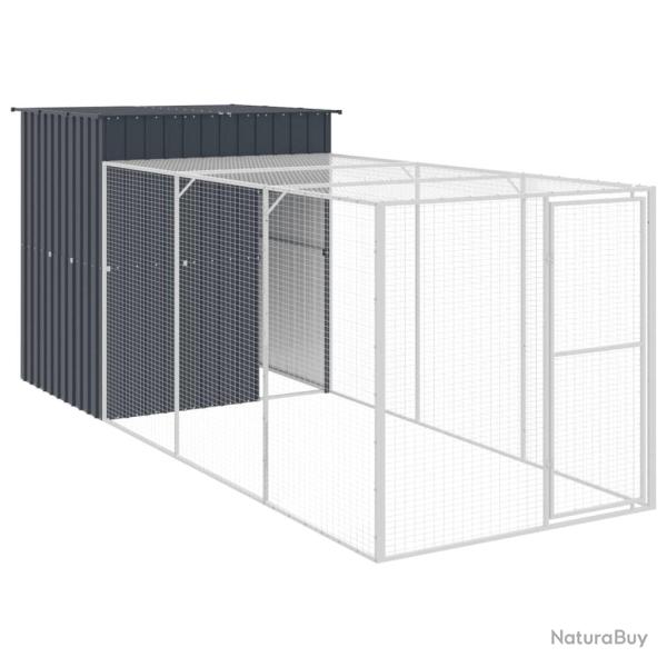 Poulailler enclos cage poules avec cour 165 x 455 x 181 cm acier galvanis� anthracite 02_0043953