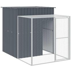 Poulailler enclos cage poules avec cour 165 x 251 x 181 cm acier galvanis&eacute; anthracite 02_0043952
