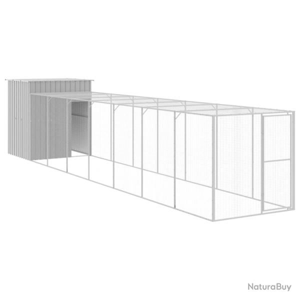 Poulailler enclos cage poules avec cour clair 165 x 863 x 181 cm acier galvanis� gris 02_0043967