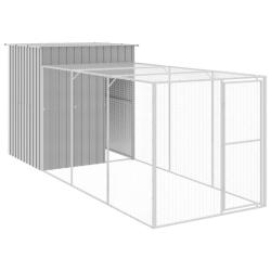 Poulailler enclos cage poules avec cour clair 165 x 455 x 181 cm acier galvanis&eacute; gris 02_0043965