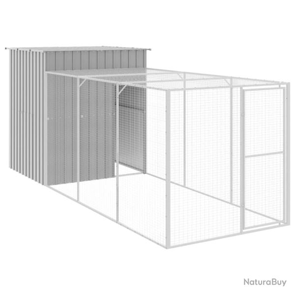 Poulailler enclos cage poules avec cour clair 165 x 455 x 181 cm acier galvanis� gris 02_0043965