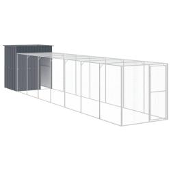 Poulailler enclos cage poules avec cour 165 x 863 x 181 cm acier galvanis&eacute; anthracite 02_0043955
