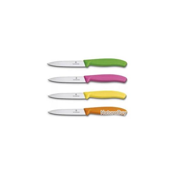 Bote de 20 couteaux office Victorinox lame 10 cm inox, pointe milieu, manche polypropylne assortis