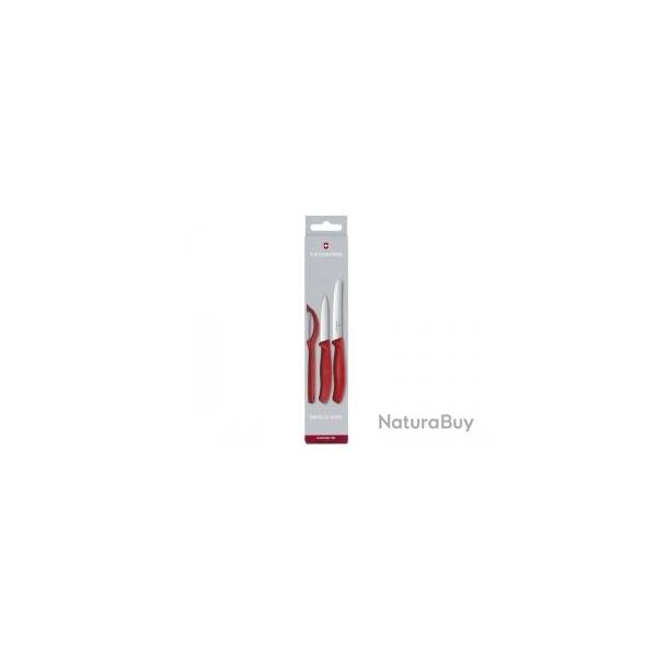 Set 3 pices Victorinox couteau, couteau de table, ple-tomates manche rouge