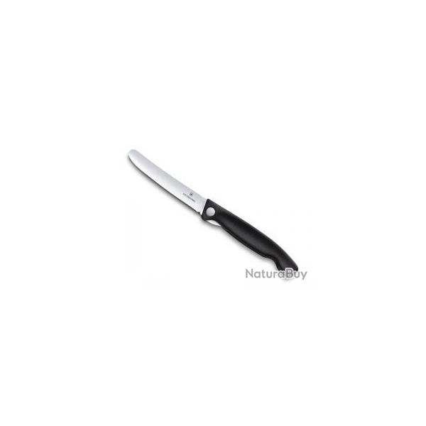 Couteau office pliant Victorinox lame inox, bout rond,  cran intrieur, manche 13 cm noir