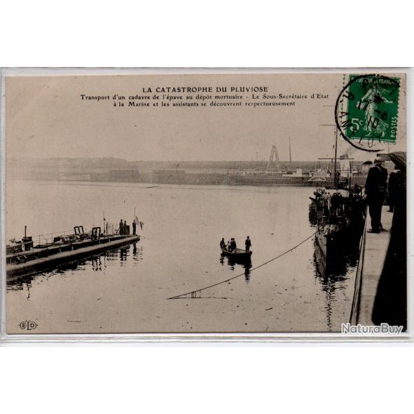 CPA -MARINE DE GUERRE - LA CATASTROPHE DU PLUVIOSE Transport d'un cadavre de l'�pave au d�p�t N�1089