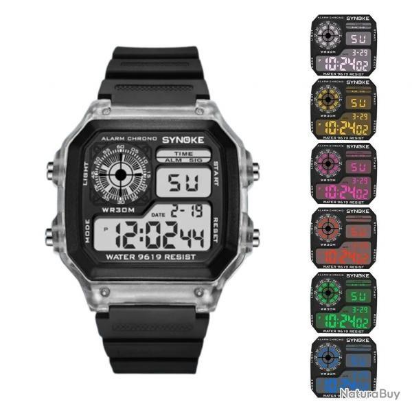 Montre Tactique Homme Blanche Transparent Numrique tanche Multifonction Sport Outdoor Rando Course