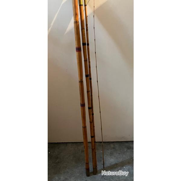 1 canne en bambou clair 4  m.  . peche ancien collection .Occasion