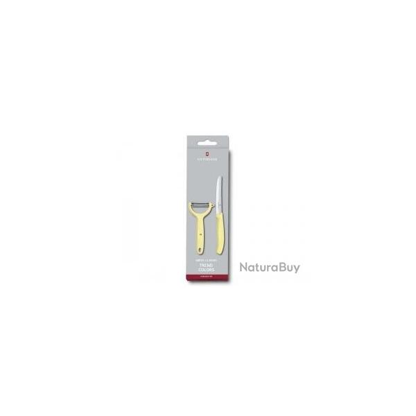 Set 2 pices Victorinox manche jaune pastel couteau de table + ple-tomates
