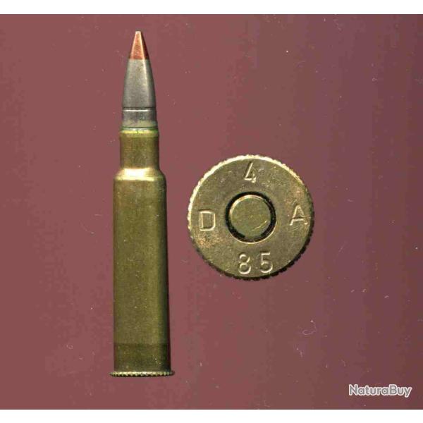 7.5 x 55 R Suisse Spotter - RARE - balle traceuse pointe rouge - culot crant� - marquage : D 4 A 85