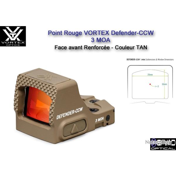 Point Rouge VORTEX Defender-CCW - 3 MOA - Couleur TAN