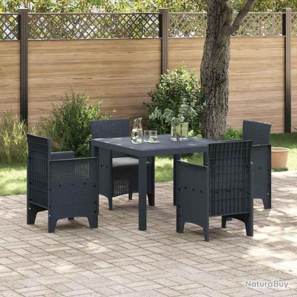Ensemble de repas de jardin 5 pcs Anthracite Plastique