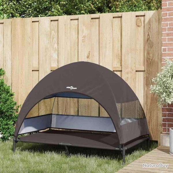 Lit pour chien surlev avec toit amovible Marron XL Acier