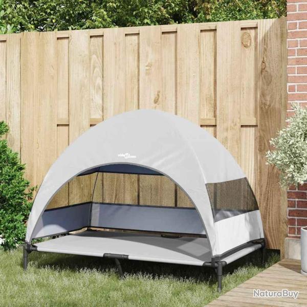 lit pour chien surlev avec toit amovible gris argent XL acier