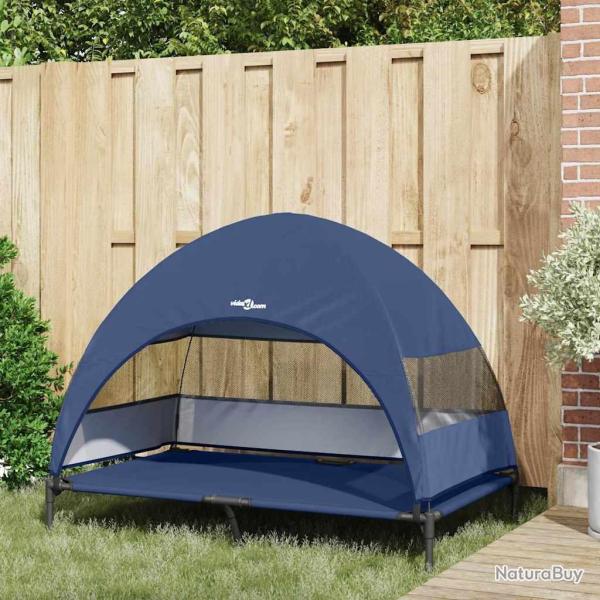 Lit pour chien sur�lev� avec toit amovible bleu marine XL Acier
