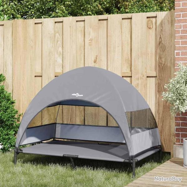 Lit pour Chien Surlev avec Toit Amovible Gris Clair XL Acier