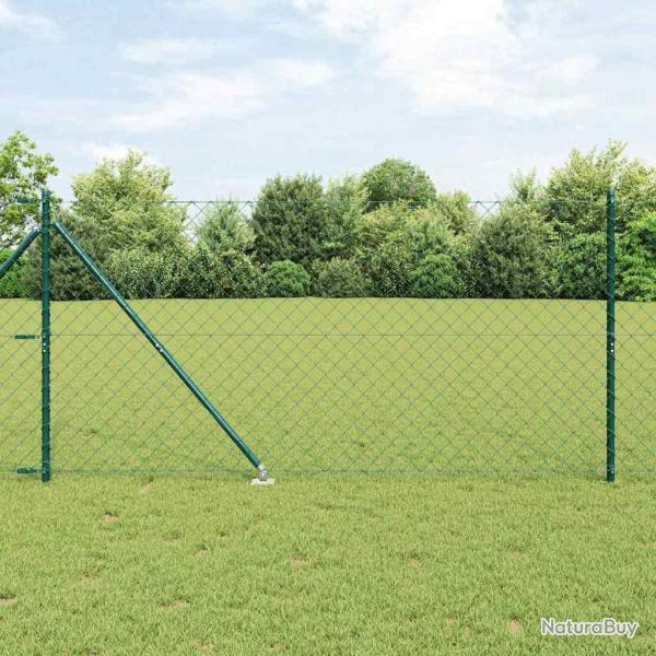 Jeu de Poteaux de Cl�ture Vert 1.2 x 25 m Acier galvanis�