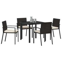 Ensemble de jardin 5 pi&egrave;ces Noir Poly Rattan