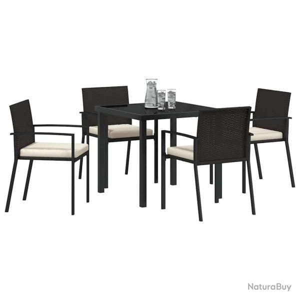 Ensemble de jardin 5 pi�ces Noir Poly Rattan
