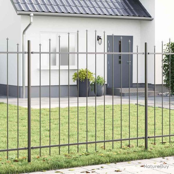 Cl�ture de jardin avec un sommet en arc gris, 6,8 x 1,25 m en acier