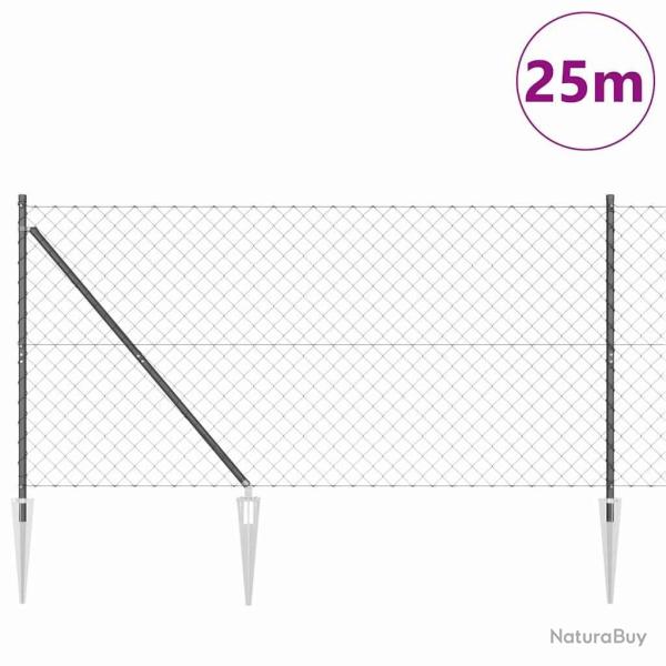 Jeu de Poteaux de Cl�ture Gris 1.2 x 25 m Acier galvanis�