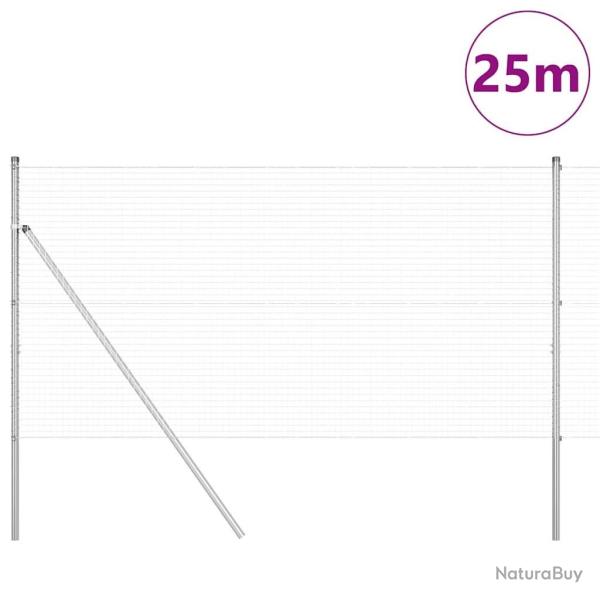 Ensemble de Poteaux de Cl�ture de 25 m Set de 2 Acier Galvanis�