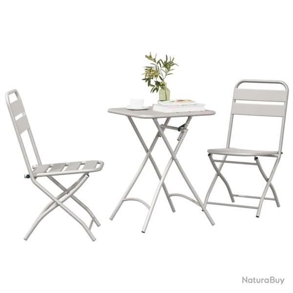 Ensemble de Bistro Pliable 3 Pices Beige en Acier