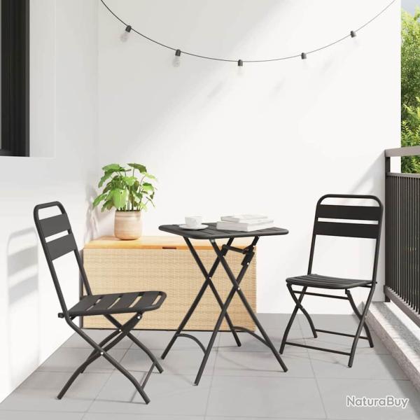 Set de Bistro Pliable 3 Pices en Acier Anthracite