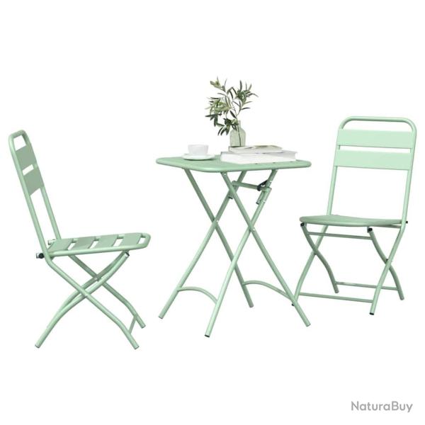 Set de Bistro Pliable 3 Pices Vert Clair en Acier