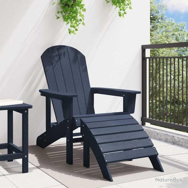 Chaise Adirondack avec Repose-pieds Bleu Marine HDPE