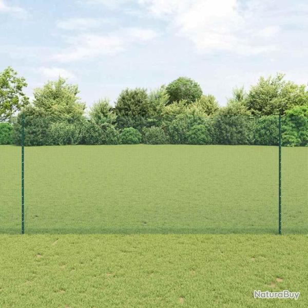 Cl�ture en fil soud� avec 11 poteaux en U vert 1.4x25 m en acier
